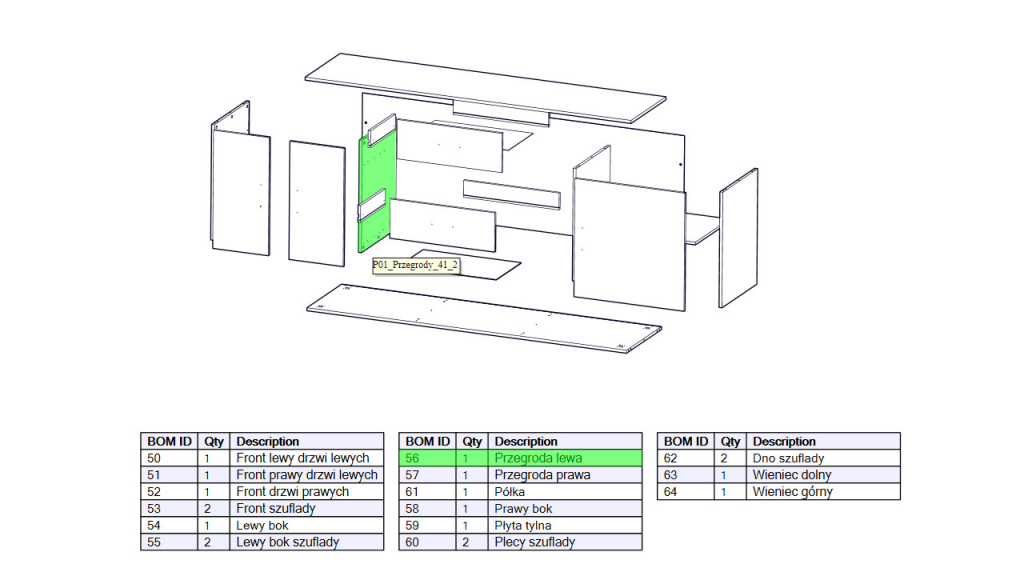 SOLIDWORKS Composer - przykład instrukcji montażu mebla