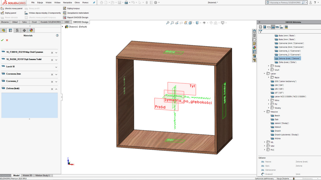 Galeria SWOOD CAD/CAM oraz dodatki m.in. SOLIDWORKS